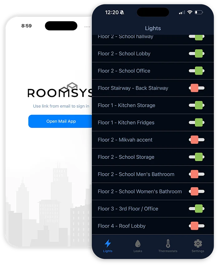 roomsys water leak mobile app