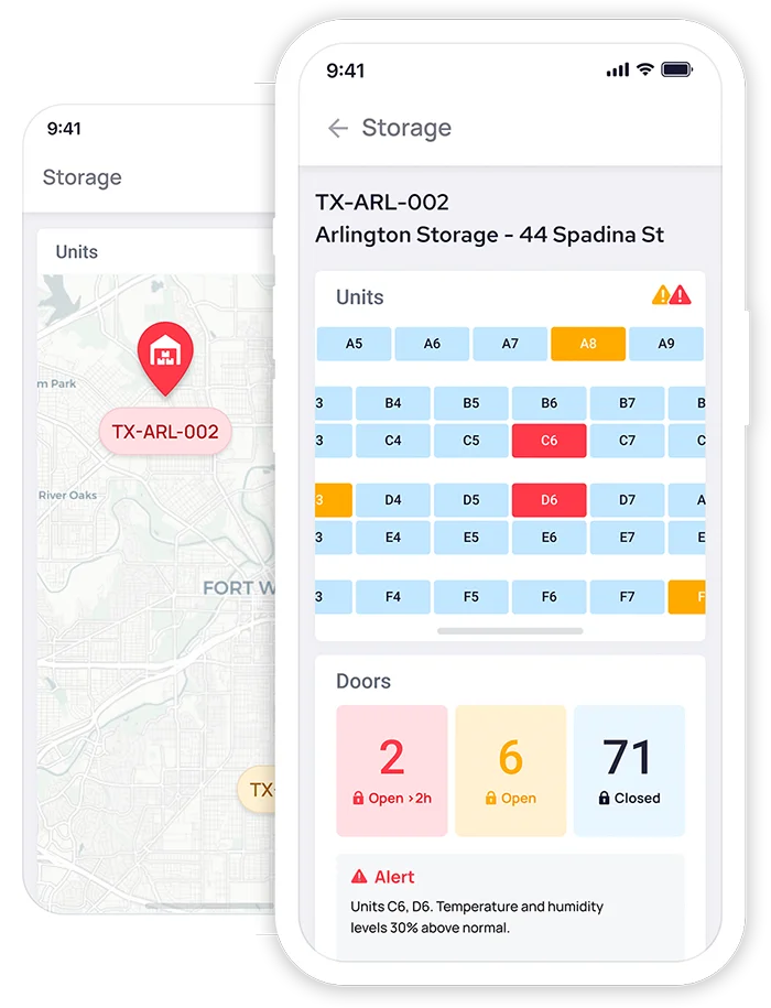 roomsys storage monitoring mobile app