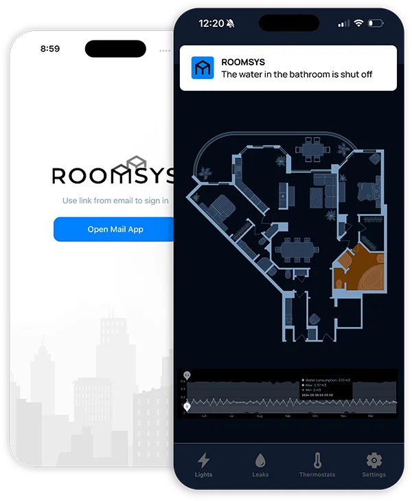 roomsys water leak mobile app