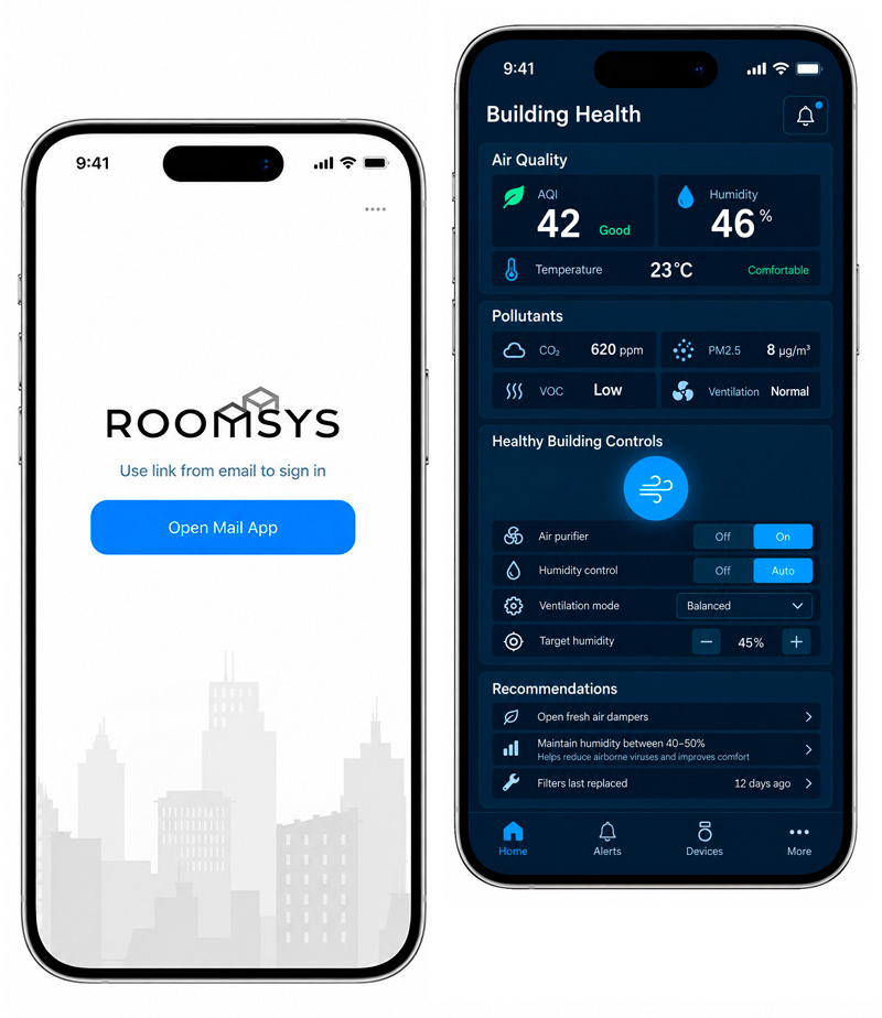 ROOMSYS air quality monitoring mobile app