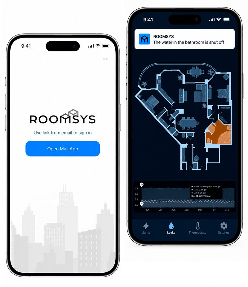 ROOMSYS smart water metering mobile app
